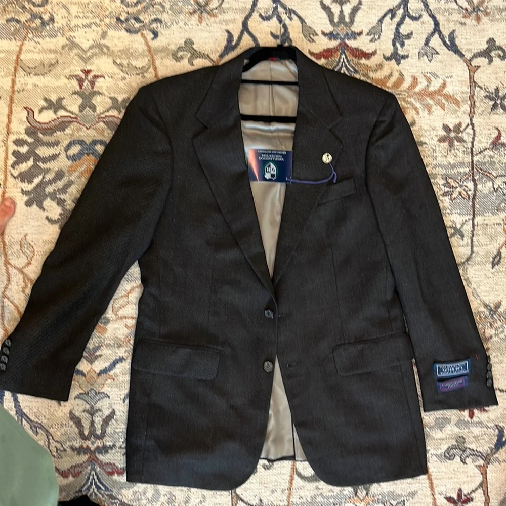NWT Christopher Hayes Merino Wool Blazer 40 Long Lined inside Black